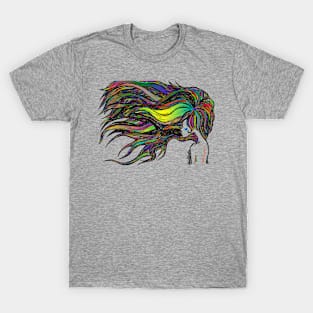 Woman Hair Colorful T-Shirt